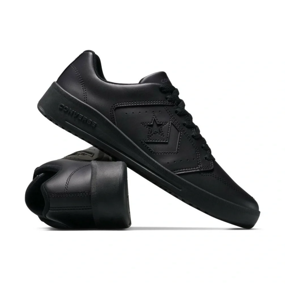 Converse Kids Black Low-Top Leather Sneakers